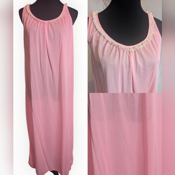 Vintage Ruffle Bubblegum Pink Slip Dress - Picture 1 of 5
